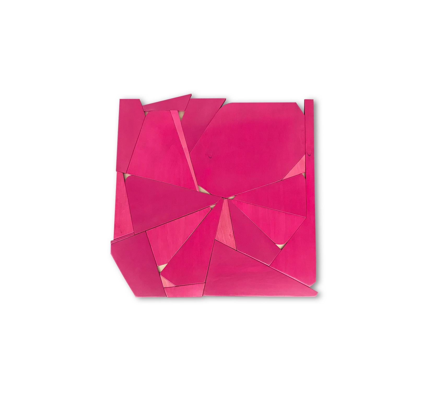 Pinwheel (mangenta modern abstract wall sculpture minimal geometric design pink) - Sculpture by Scott Troxel