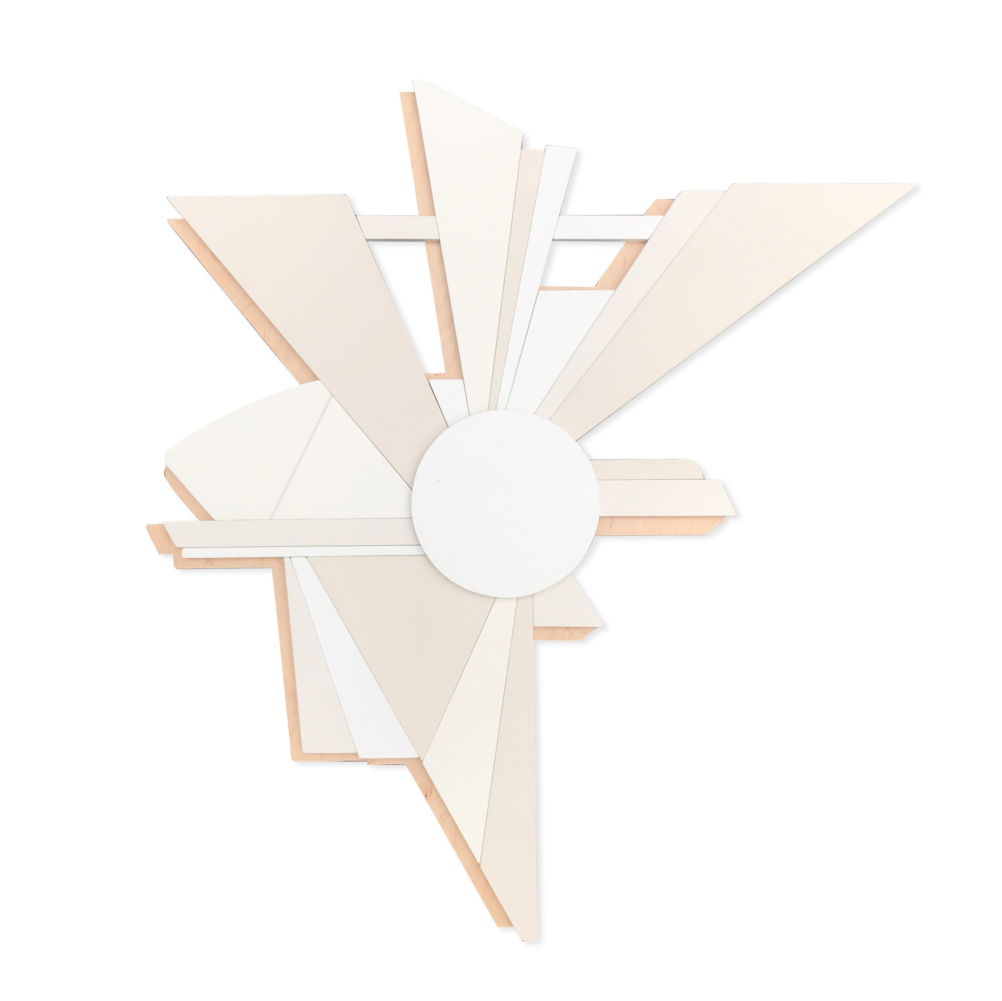 "Polestar" Mixed Media Wall Sculpture  (white, cream, wood, tan, monochrome) - Mixed Media Art by Scott Troxel