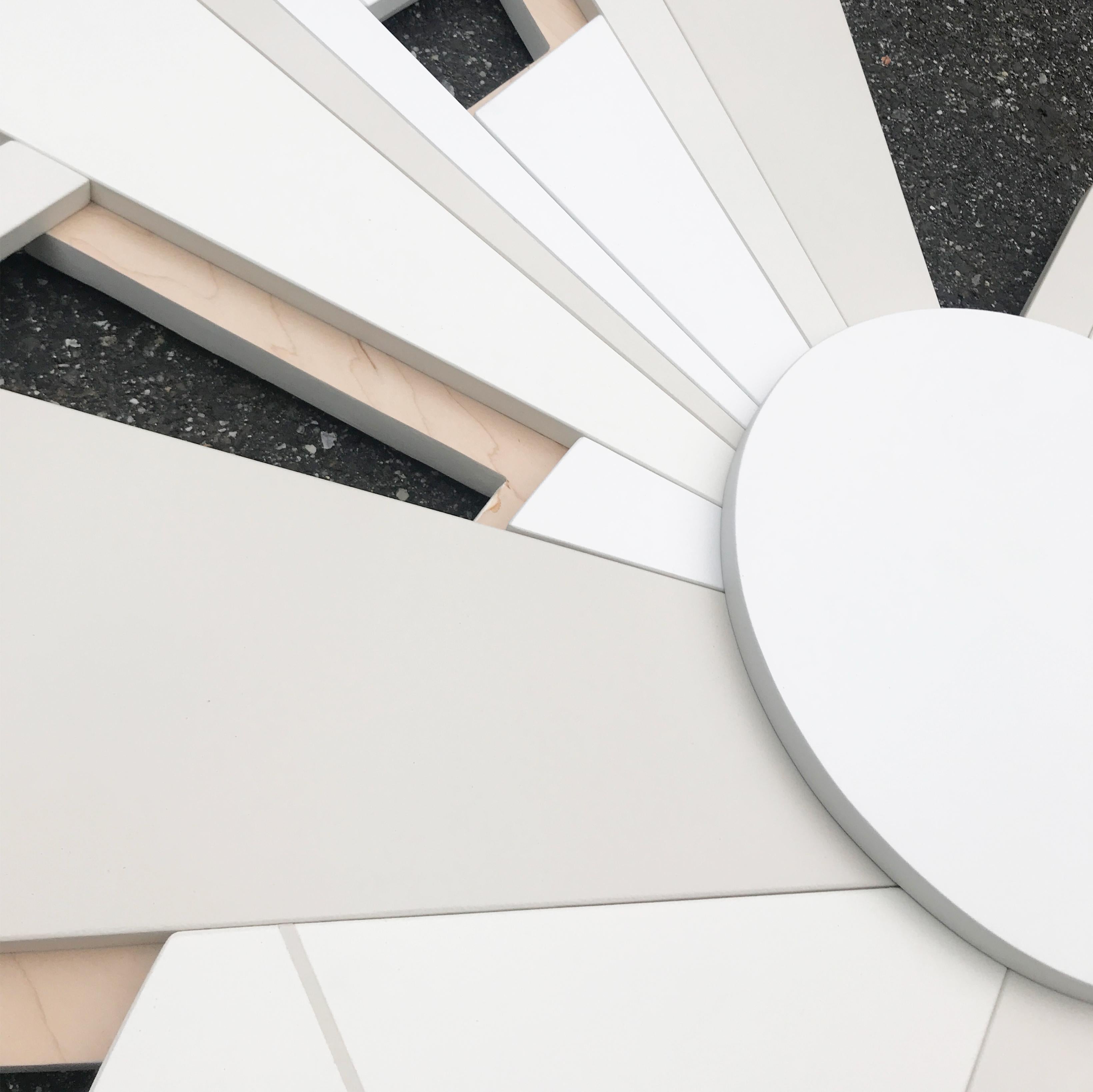 PoleStar (Wyatt Khan white natural wood abstract wall sculpture geometric art) 1