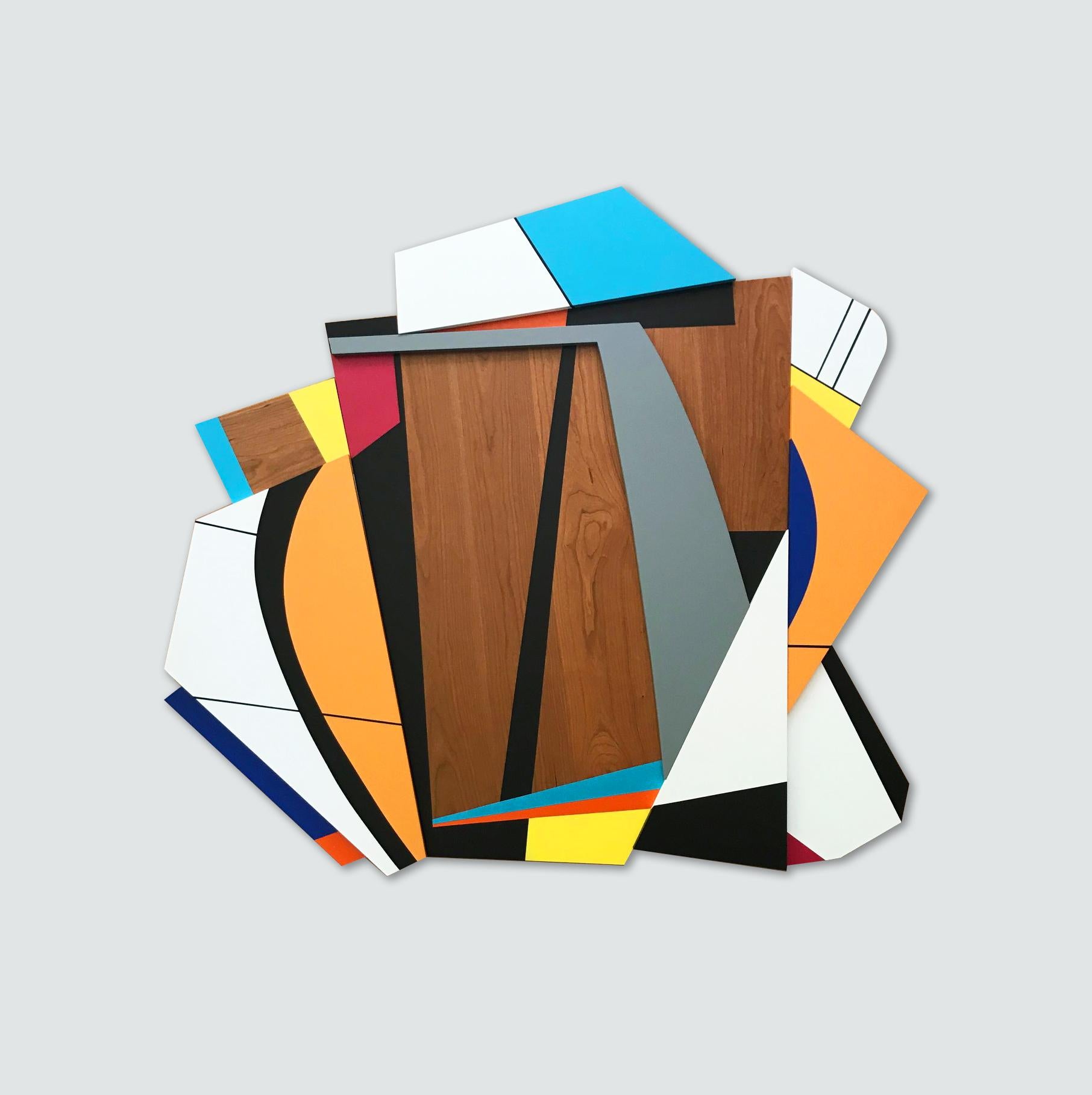 Scott Troxel - "Quiet Riot VII" Wall Sculpture- blue, orange, wood