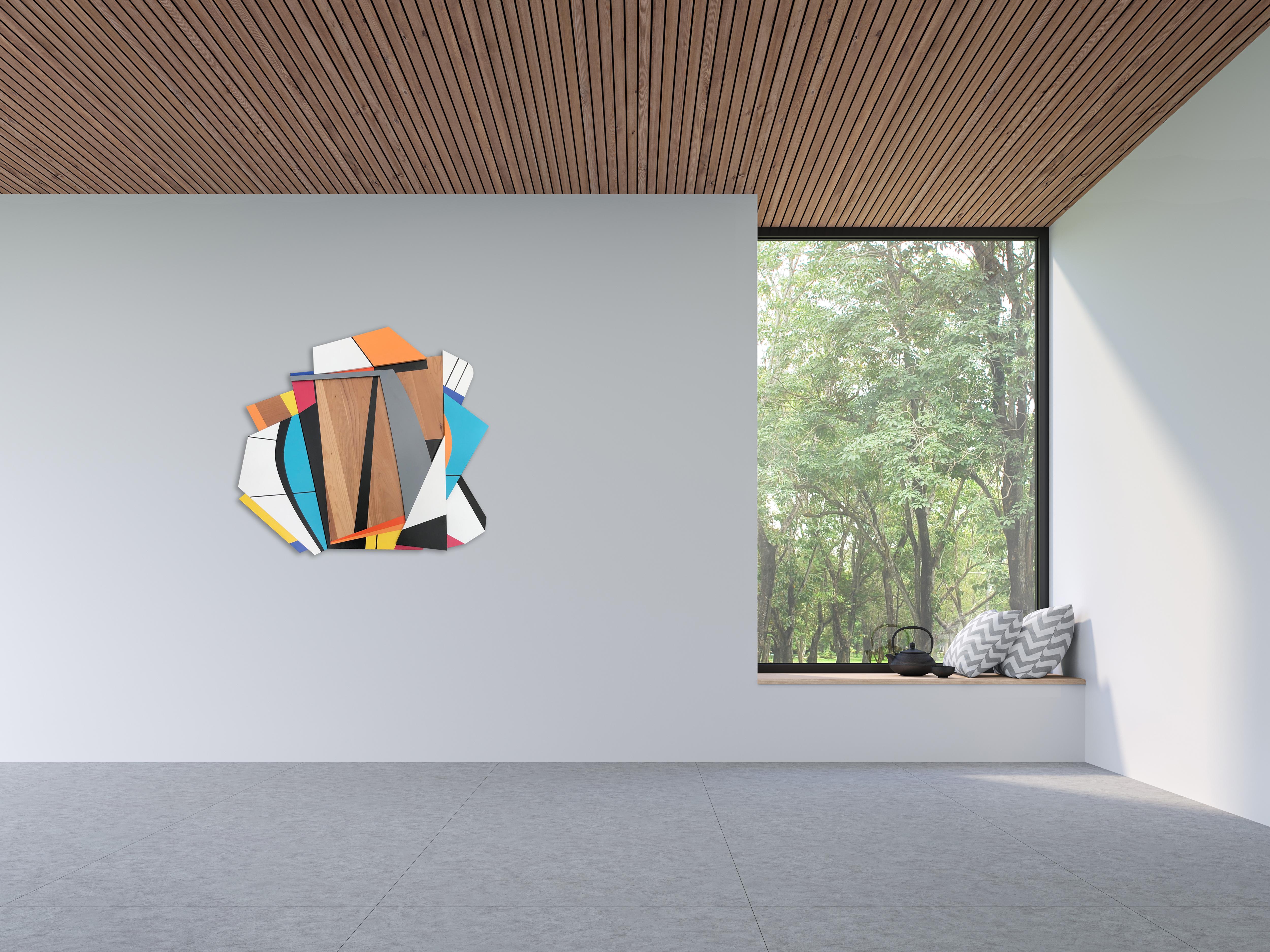  NOTE: This is for a commission piece based on the original.  Colors and size can be customized.  Allow 4-6 weeks.

Quiet Riot is a large mixed media wall sculpture. Layers of MDF panels are laid over top of the cherry to create dimension and