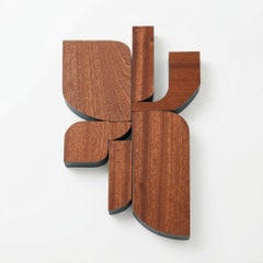 "Sapele" Mid Century Modern Geometric Wood Wall Sculpture by Scott Troxel
