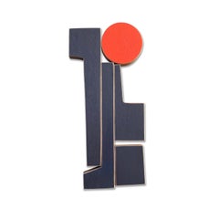 "Sentinal" Wall Sculpture-wood, orange, red, brown, mid century modern, mahogany