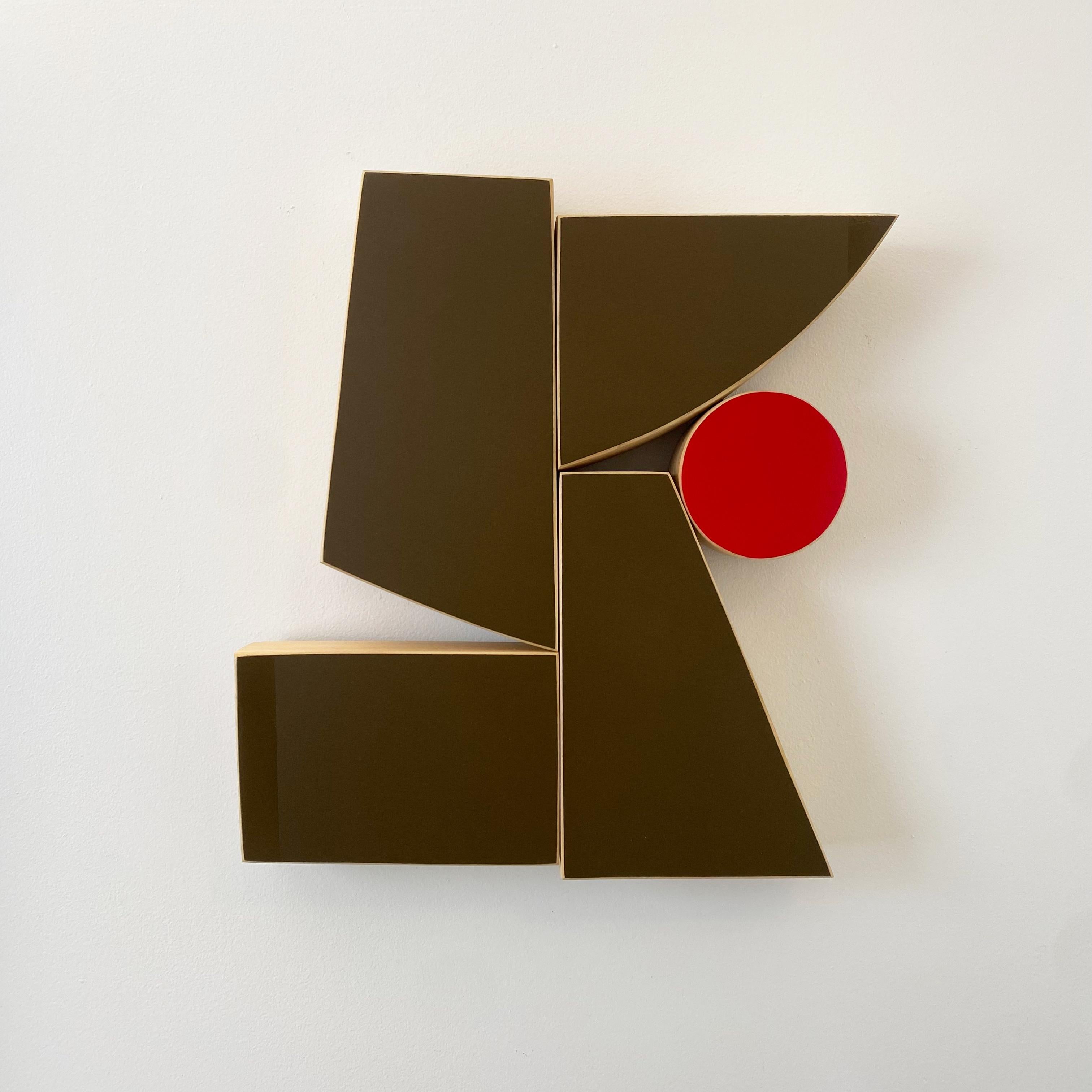 Scott Troxel Abstract Sculpture – "SKA" Wandskulptur-Holz, Minimalismus, Mitte des Jahrhunderts modern, braun, hellbraun, mcm