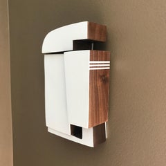 "Camino” Wood Wall Sculpture Modern, white, tan, black, brown, modern rustic mcm