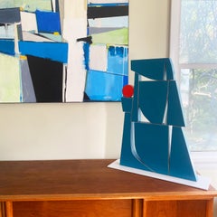 "Snakecharmer Blue" Modern Wood Monochromatic Sculpture by Scott Troxel