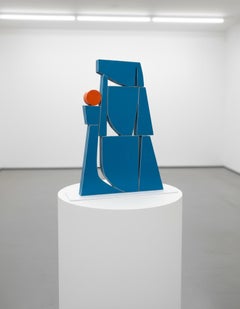 "Snakecharmer Blue" Modern Wood Monochromatic Sculpture by Scott Troxel