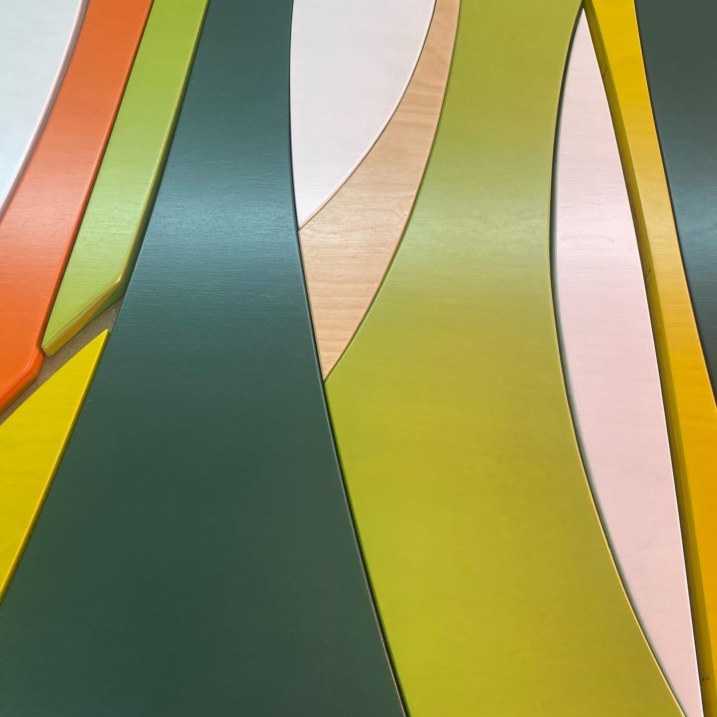 „Solar Trees“ Wandskulptur – MCM, grün, gelb, Holz, orange, Mitte des Jahrhunderts im Angebot 1