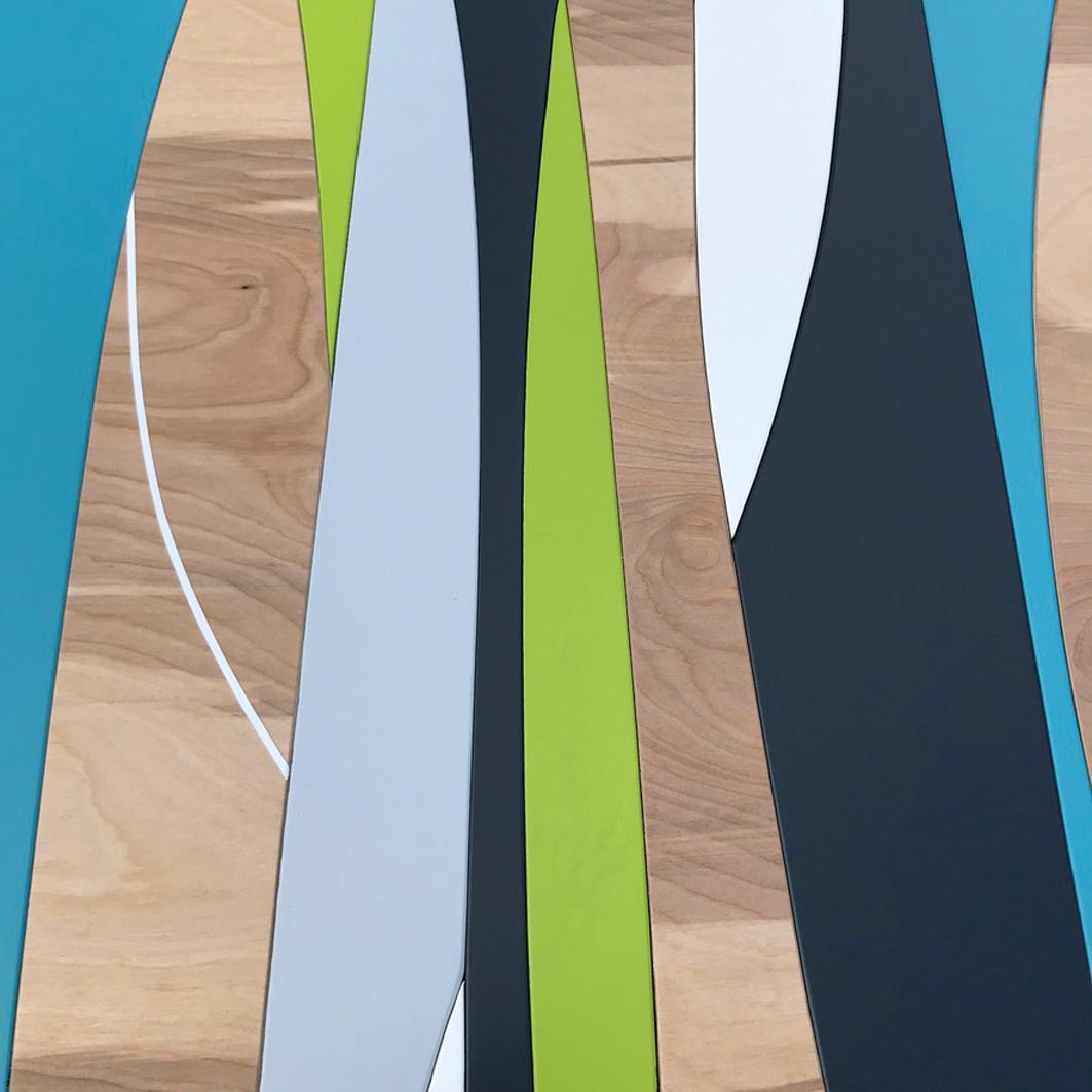 „Solar Trees“ Holz-Wandskulptur, Moderne der Mitte des Jahrhunderts, Kalk, Blau, Grau, Weiß im Angebot 2