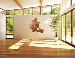 "Solarus" Wall Sculpture- wood, solid mahogany, mid century modern,  sputnik