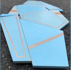 Space Candy (wood, modernism wall sculpture, minimal geometric, modern, sky blue