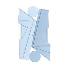 Escultura de pared moderna monocroma "Streamliner II" - azul, gris, minimalismo, mcm