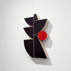 Escultura geométrica de madera para pared "Sungate II", moderna de mediados de siglo, de Scott Troxel