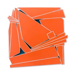"Tangerine" Mixed Media Wall Sculpture  (orange, green, mcm, monochrome, modern)