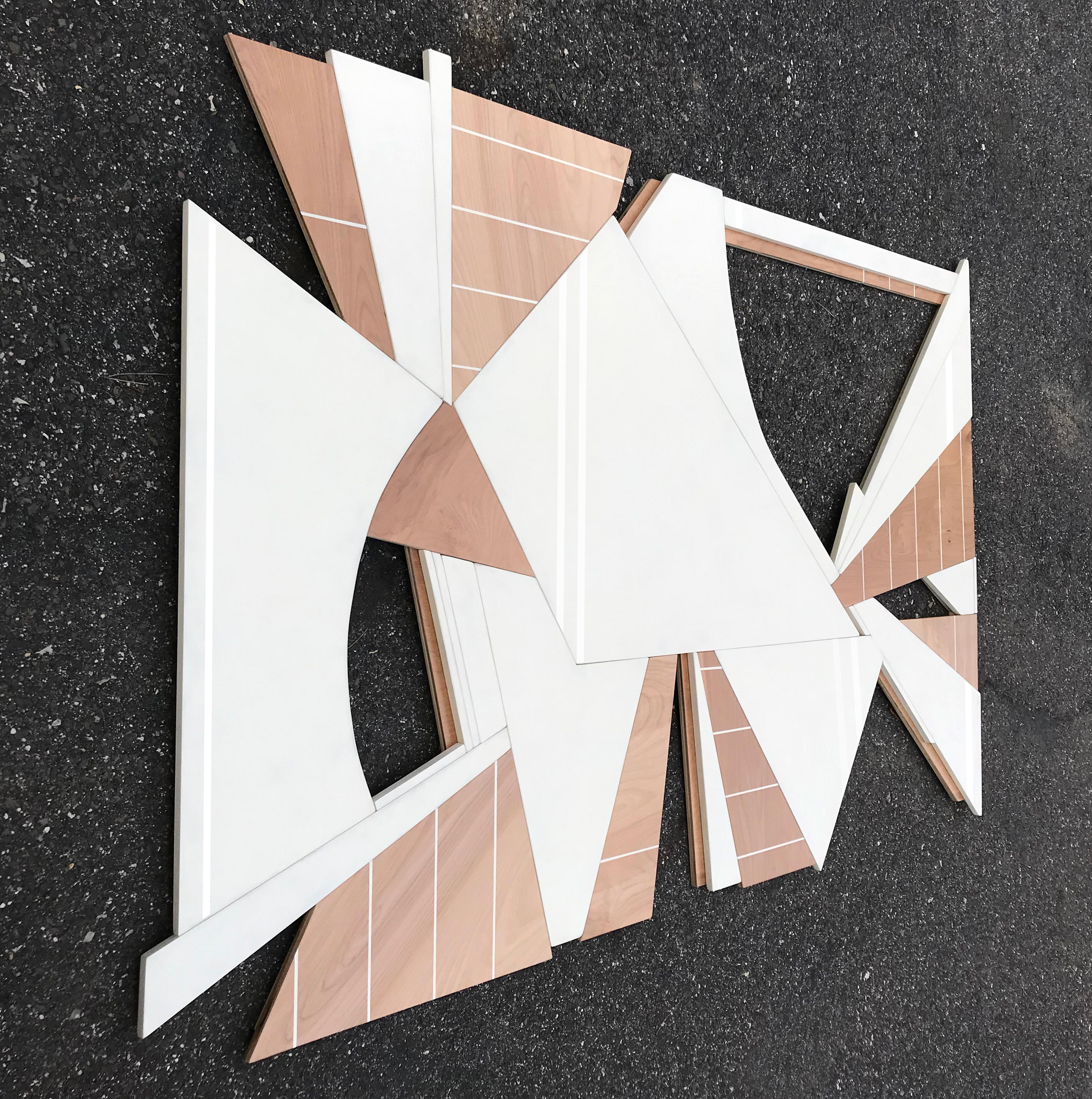 „Terrebellum“-Wandskulptur – Moderne, weiß, mcm, Mid-Century Modern, Holz im Angebot 1