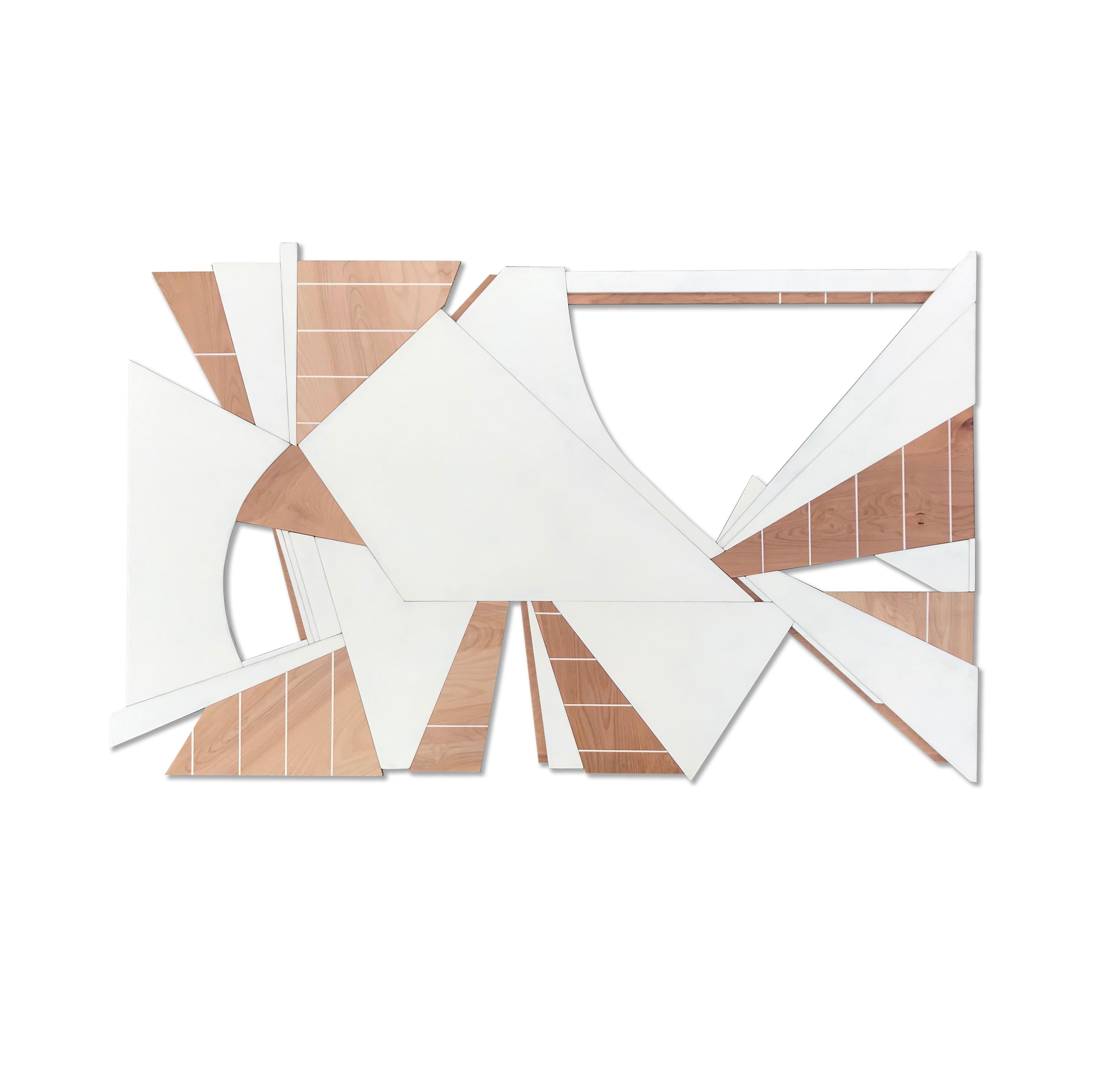 Sculpture murale « Terrabellum » moderne, blanc, mcm, moderne du milieu du siècle dernier, bois