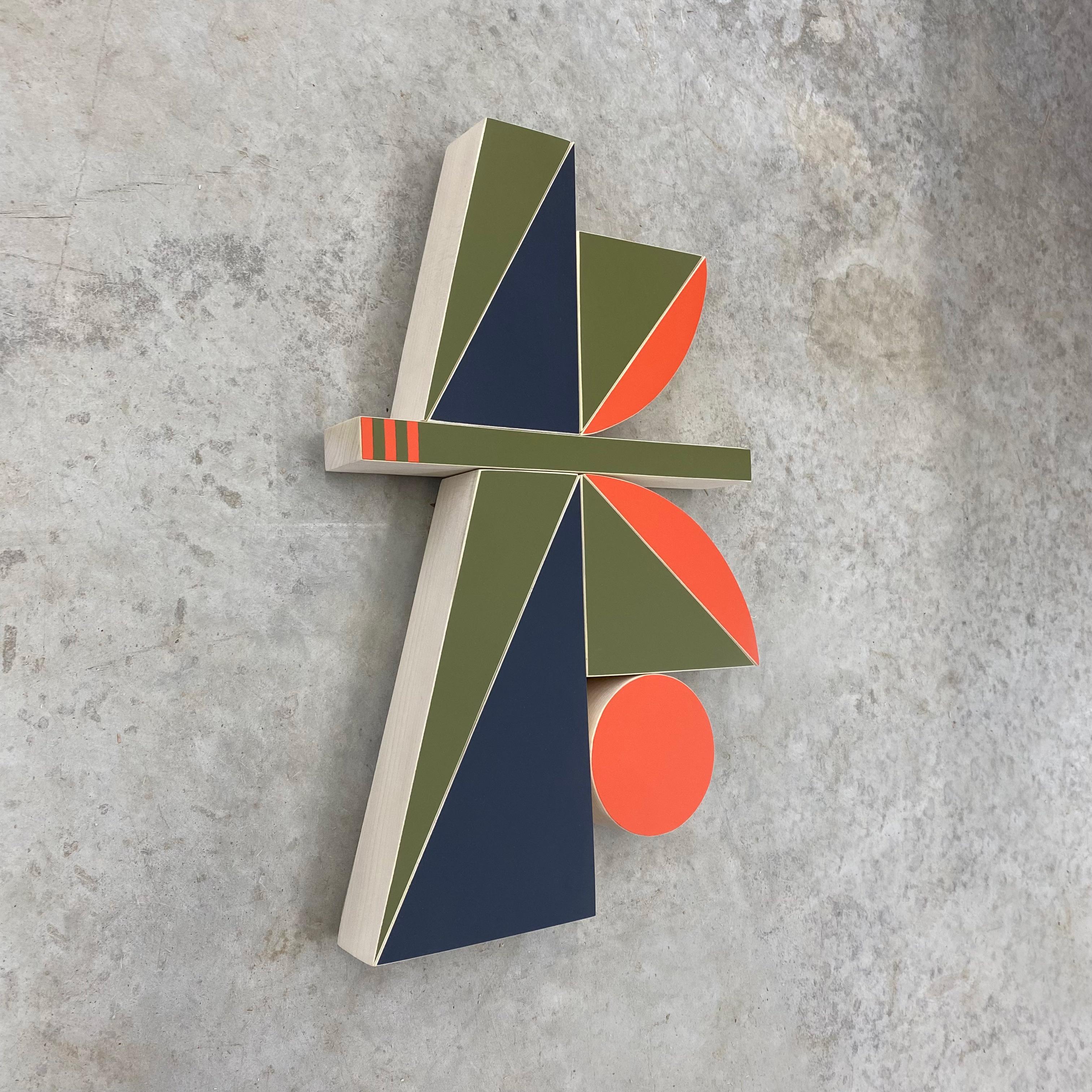 „Toucan“ Wandskulptur Mid-Century Modern, Modernismus, Marineblau, Orange, Grün im Angebot 1