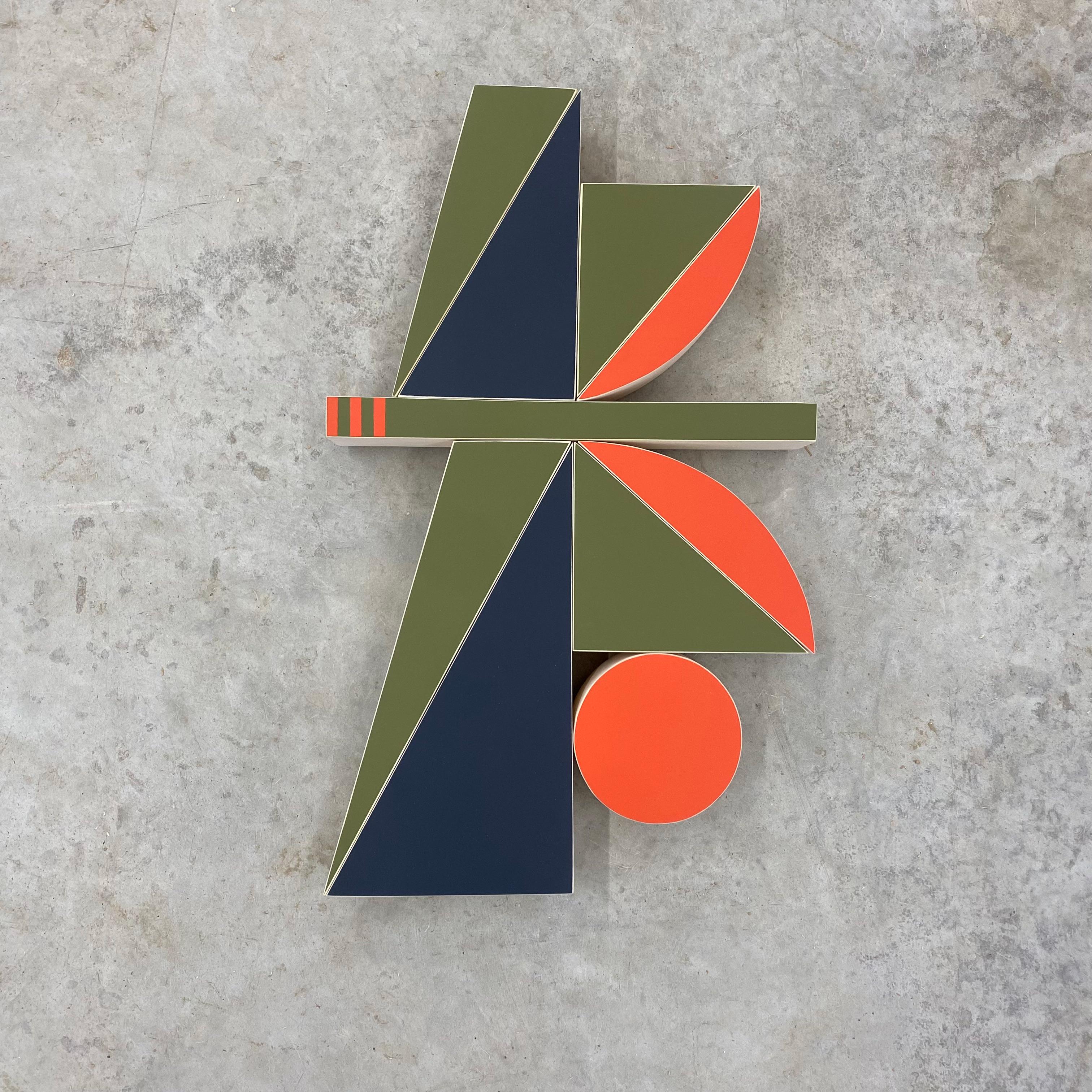 „Toucan“ Wandskulptur Mid-Century Modern, Modernismus, Marineblau, Orange, Grün im Angebot 2