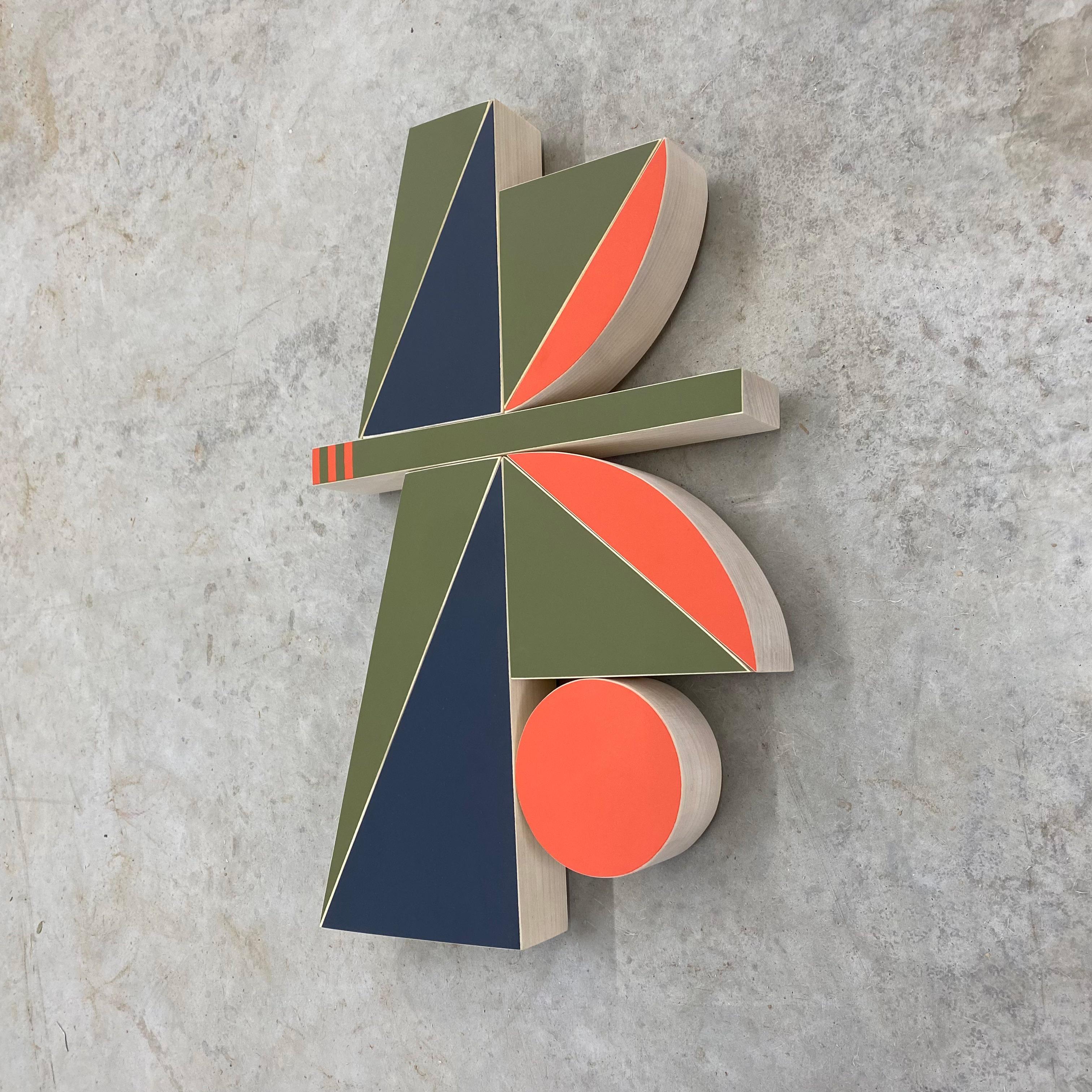 „Toucan“ Wandskulptur Mid-Century Modern, Modernismus, Marineblau, Orange, Grün im Angebot 3