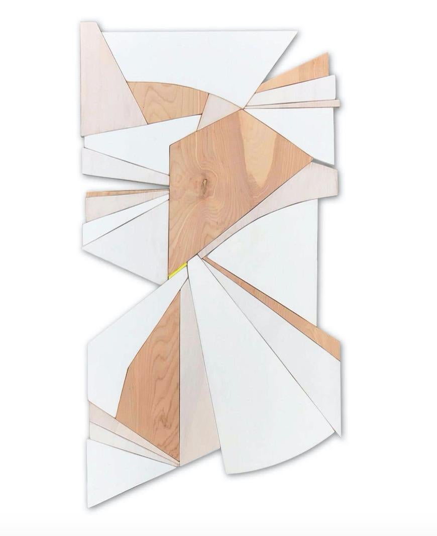 Scott Troxel Abstract Painting - Trapeze (wood, modernism wall sculpture, minimal geometric, modern design)