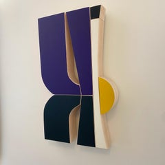 „Smoking“-Wandskulptur – Mid-Century Modern, blau, weiß, marineblau, gelb, Stella