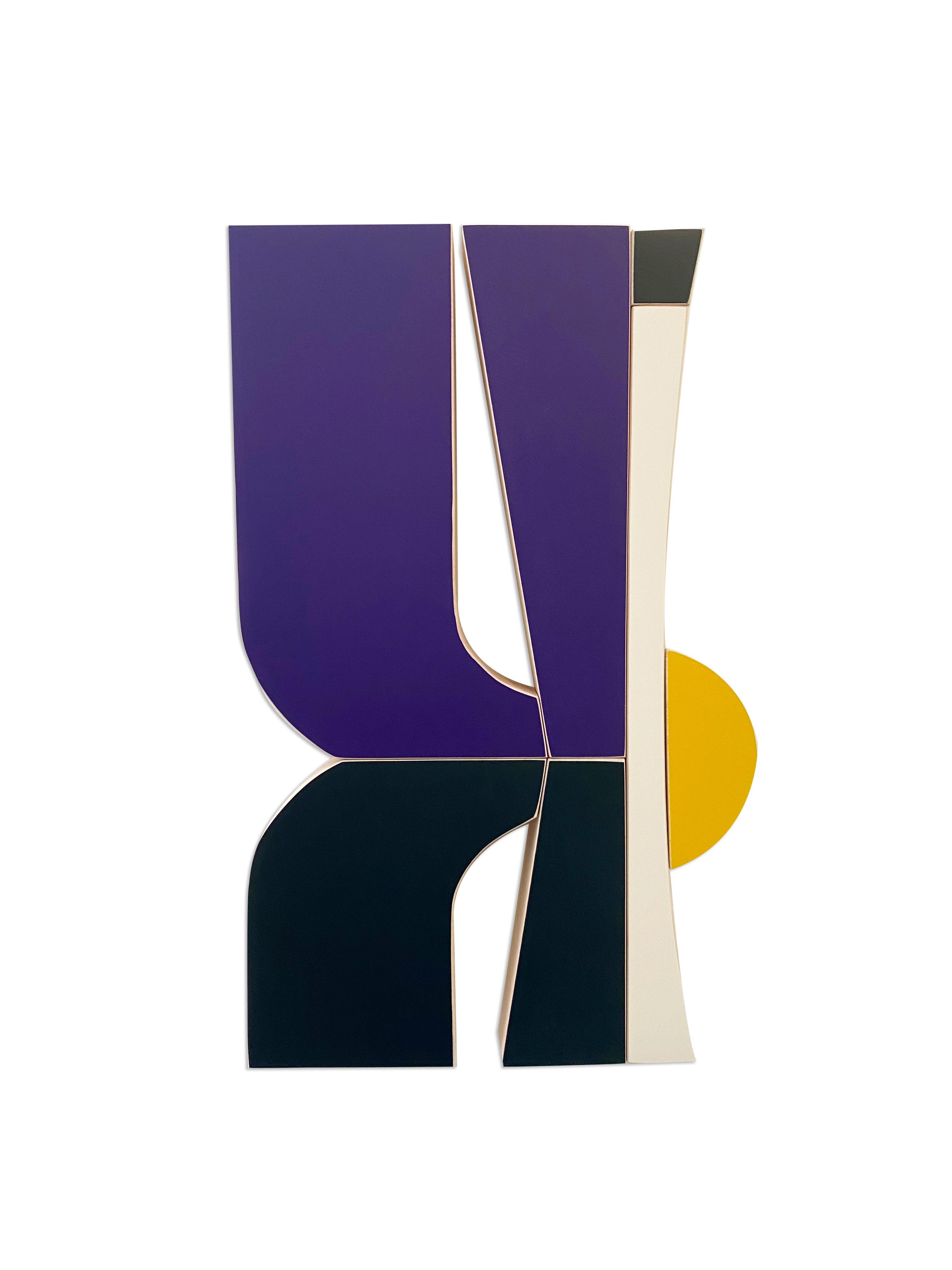„Smoking“-Wandskulptur – Mid-Century Modern, blau, weiß, marineblau, gelb, Stella im Angebot 5