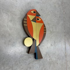 "Two" Sculpture murale d'oiseaux en Wood inspirée de la modernité du milieu du siècle dernier par Scott Troxel