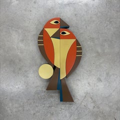 "Two" Sculpture murale d'oiseaux en Wood inspirée de la modernité du milieu du siècle dernier par Scott Troxel