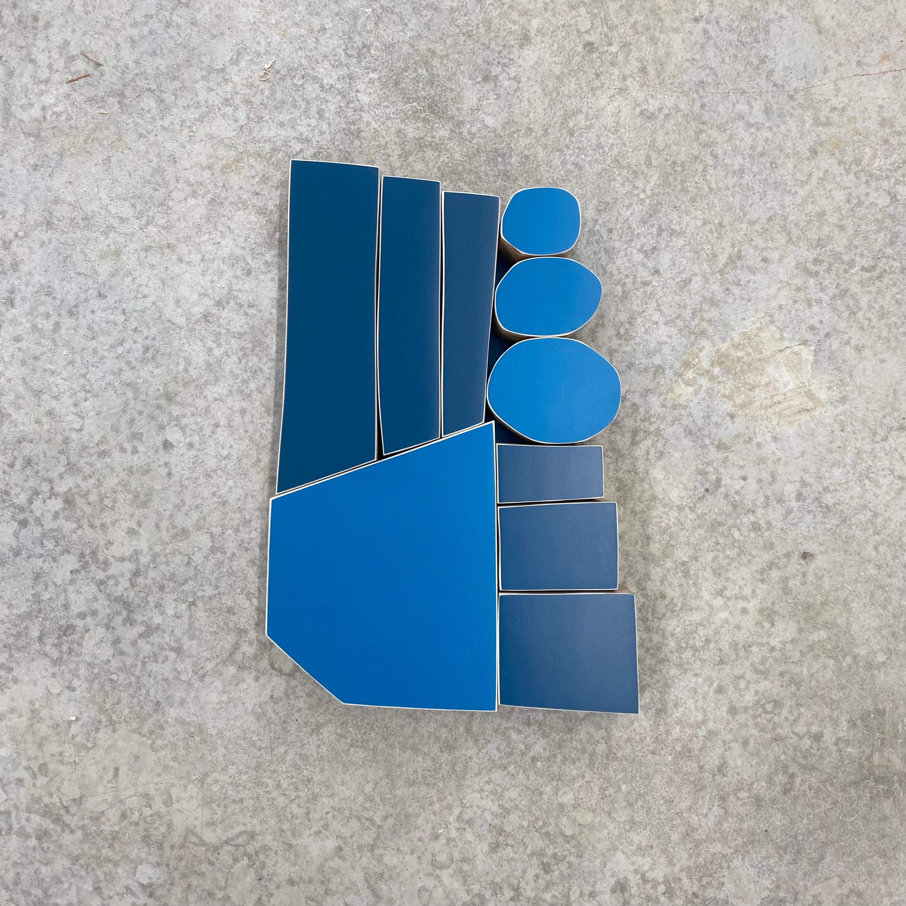 Abstract Sculpture Scott Troxel - Sculpture murale "TwoBlues" Sculpture murale moderne du milieu du siècle dernier