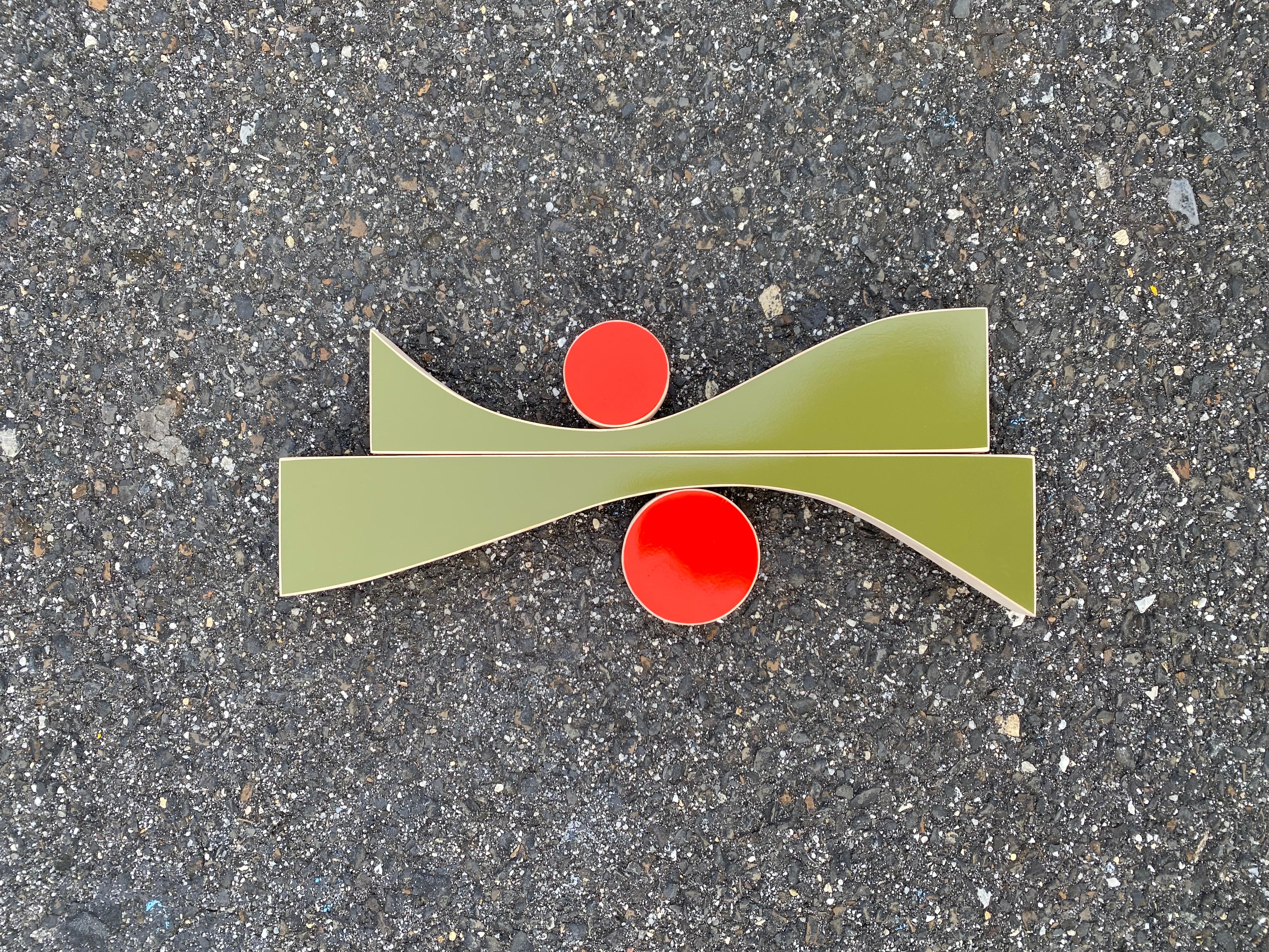 Sculpture murale « WaveOlive », bois, orange, rouge, vert, modernisme, milieu du siècle, mcm en vente 2