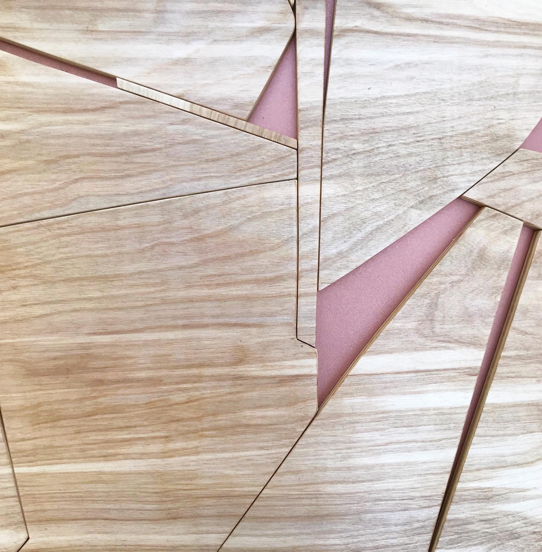 Zephyr II (monochrome abstract sculpture minimal geometric design natural wood) - Minimalist Painting by Scott Troxel