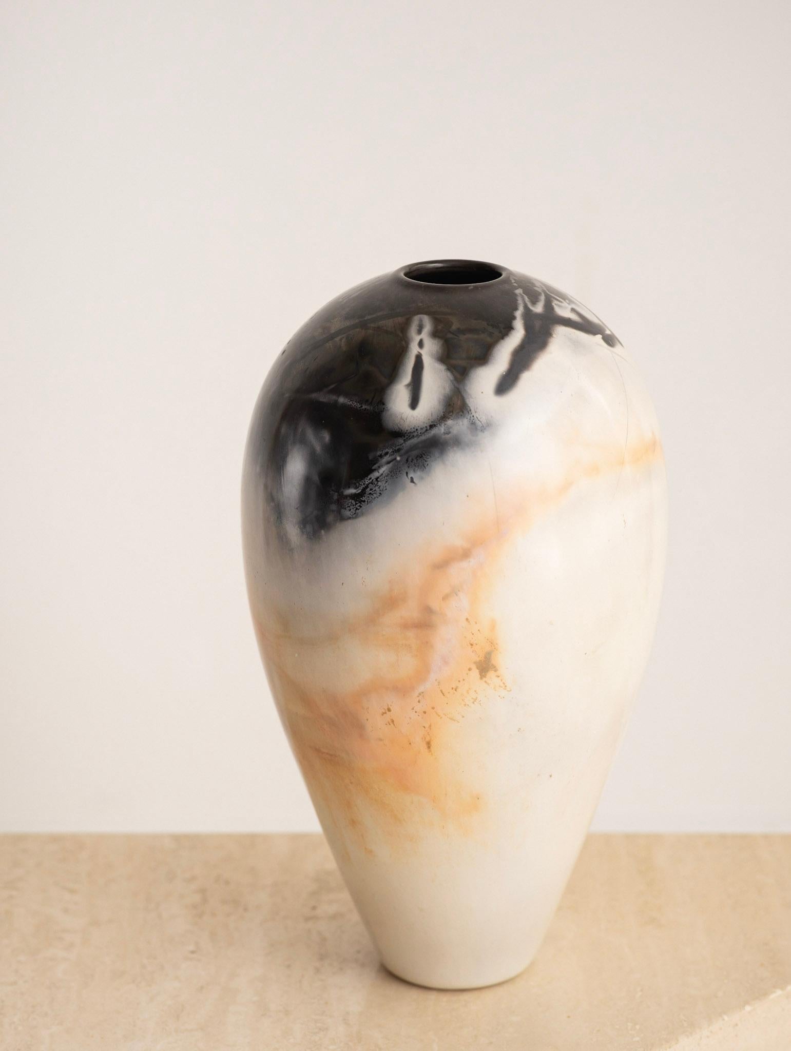 Rustic Scott Tubby Burnished & Saggar Fired Porcelain Vase