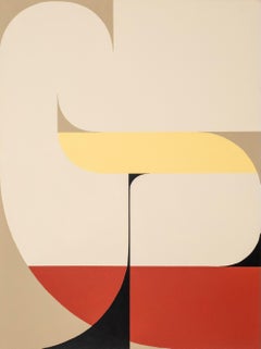 Figure 002, Geometric Abstraction in Red, Yellow & Black, 48 x 36 in.