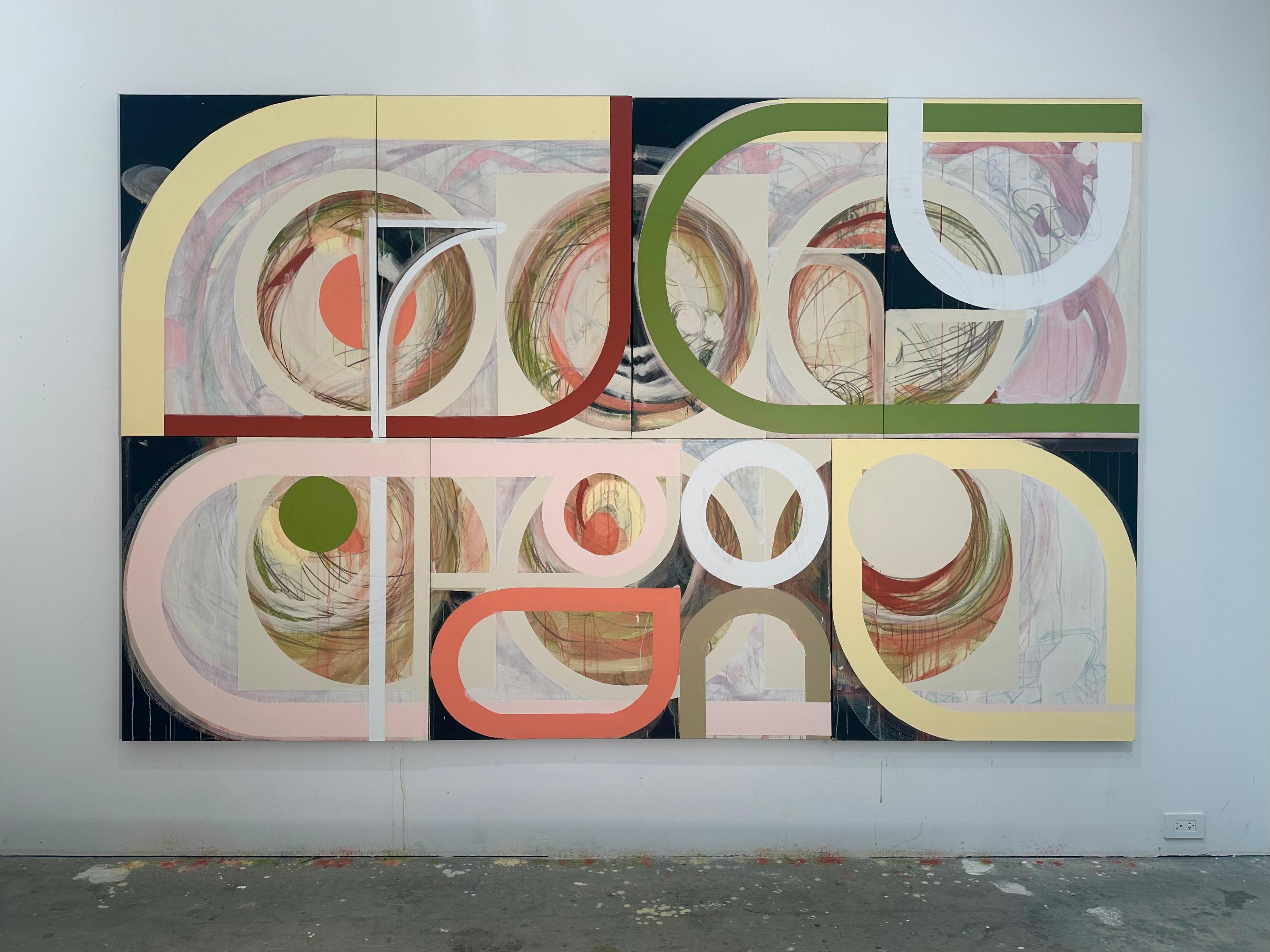 Inside Out, Monumental Abstract Painting with Colorful Geometric Forms For Sale 2