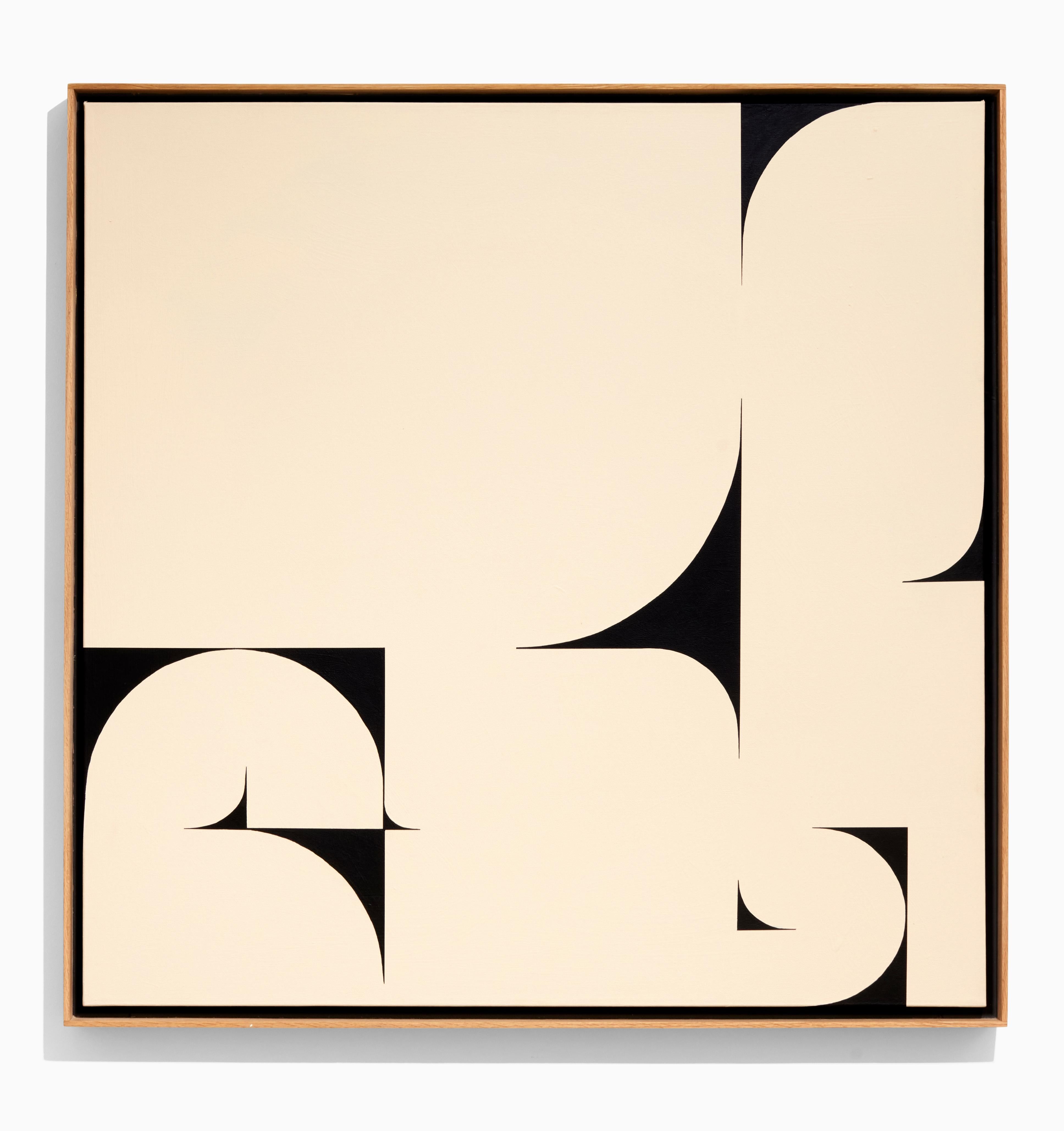 Opening Act 2, Minimalist Geometric Abstract in Black and Cream Tones - Painting by Scott VanderVoort