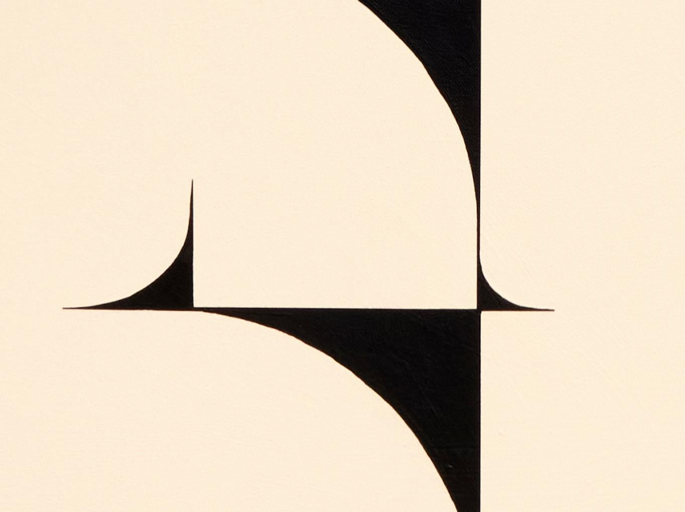 Opening Act 2, Minimalist Geometric Abstract in Black and Cream Tones - Abstract Geometric Painting by Scott VanderVoort