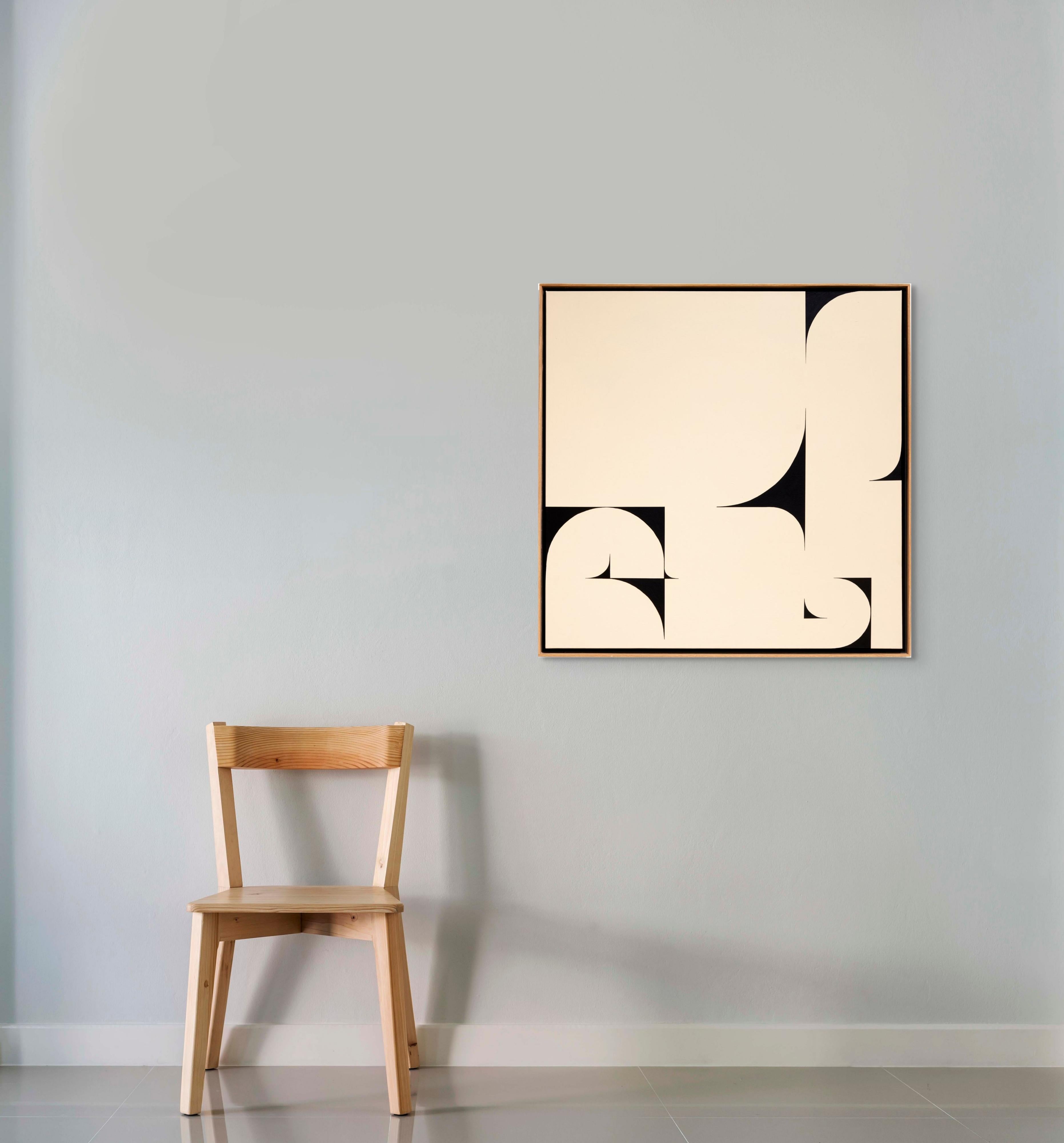 Atto di apertura 2, astratto geometrico minimalista nei toni del nero e del crema