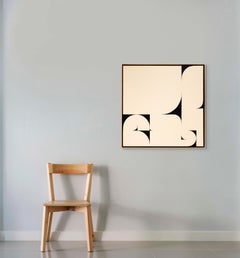 Atto di apertura 2, astratto geometrico minimalista nei toni del nero e del crema