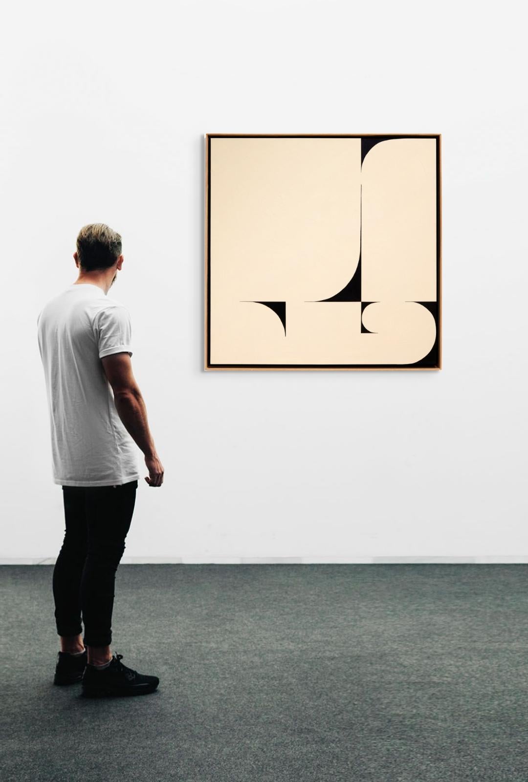 Opening Act 4, Minimalist Geometric Abstract in Black and Cream Tones For Sale 1