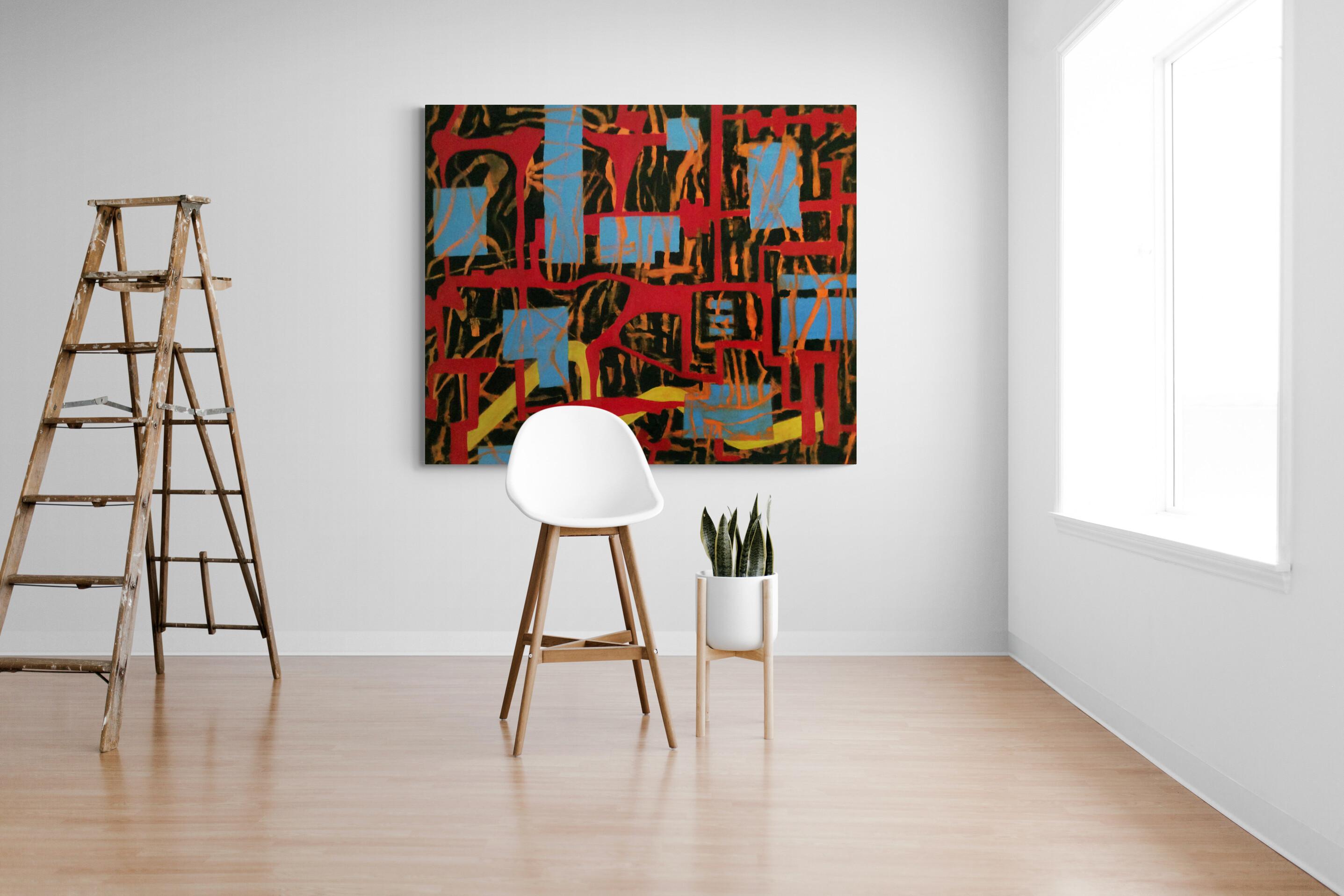 Finestre blu, dipinto originale su tela - Painting di Scott Wixon