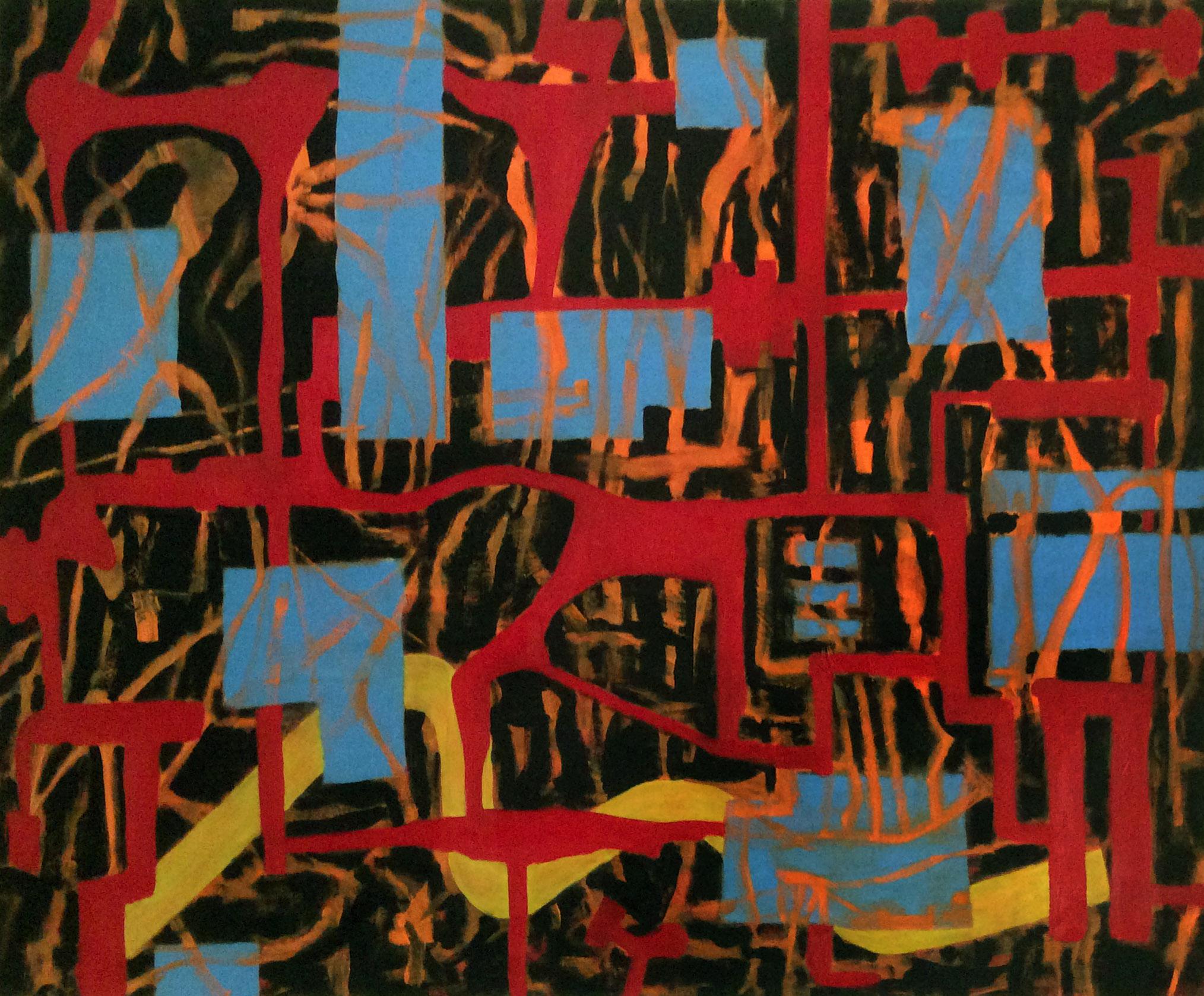 Abstract Painting di Scott Wixon - Finestre blu, dipinto originale su tela