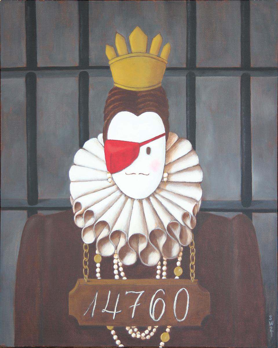Scott Woodard Portrait Painting - "14761" Contemporary Abstract Surrealist Mugshot Portrait of a Prisoner