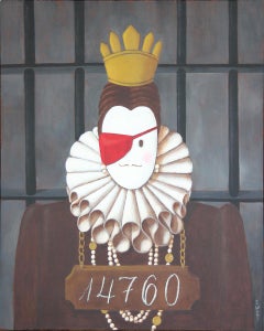 "14761" Contemporary Abstract Surrealist Mugshot Portrait of a Prisoner