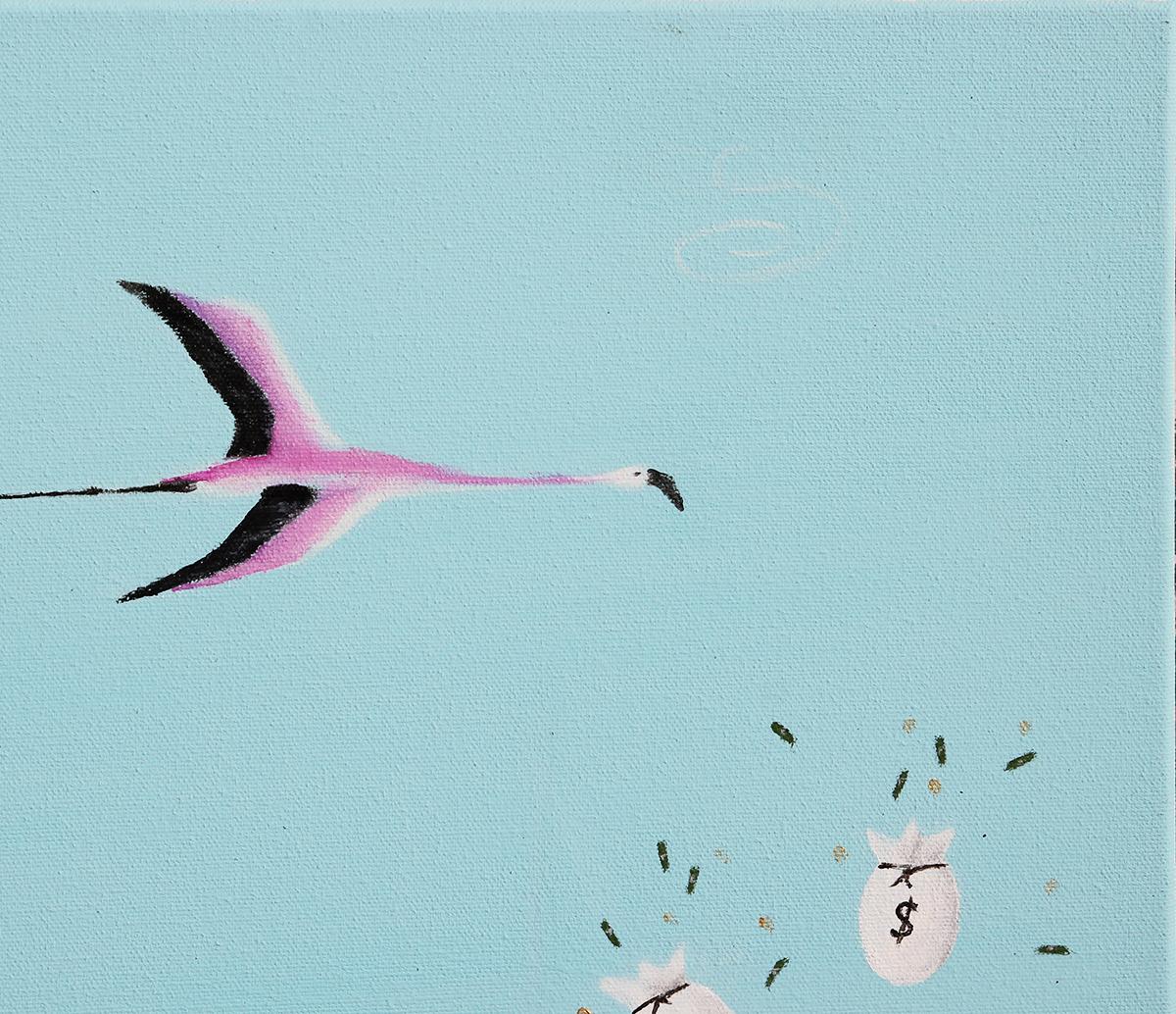 Peinture Pop Art contemporaine abstraite bleu clair et sarcelle « Causeway Getaway » en vente 5