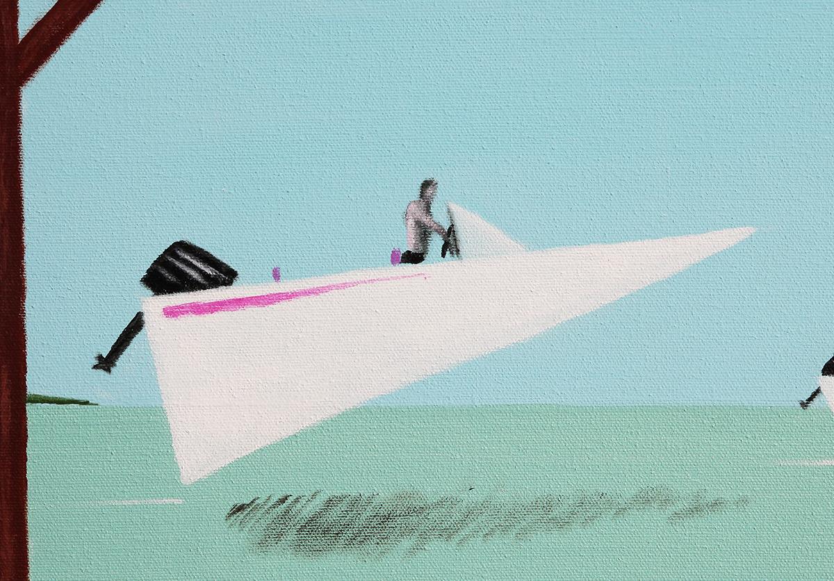 Peinture Pop Art contemporaine abstraite bleu clair et sarcelle « Causeway Getaway » en vente 2
