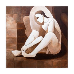 "Chiaroscuro" Brown/Sepia-Toned Abstract Figurative Surrealist Painting