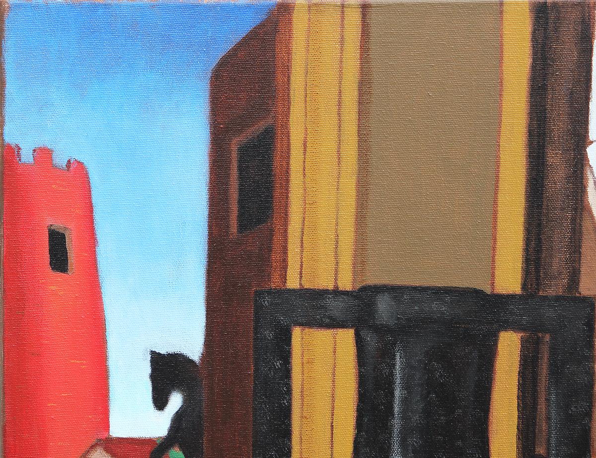 „Giorgio Juan Pablo Scott Stillleben, weiße Konsole mit griechischem Schlüssel“, Innengemälde (Realismus), Painting, von Scott Woodard