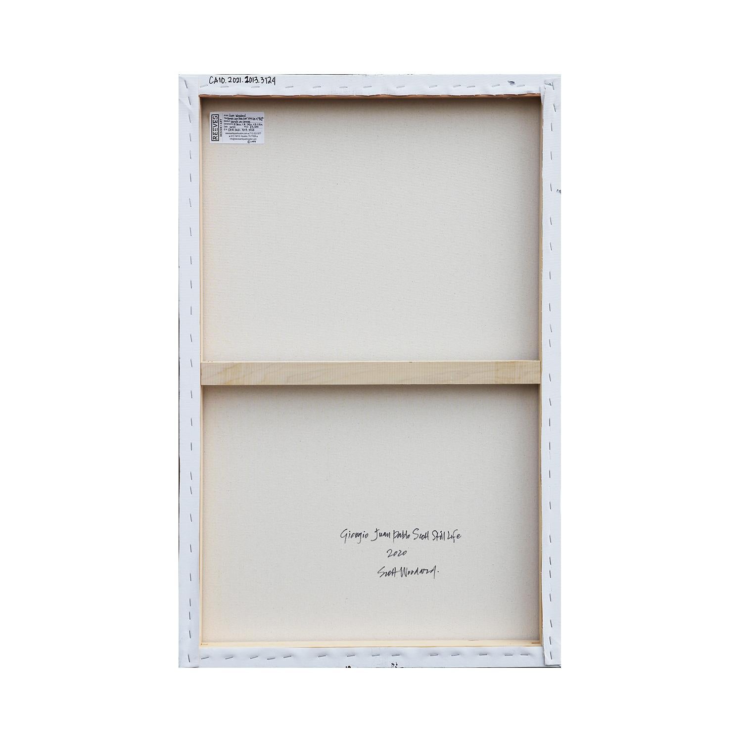 « Console blanche avec nature morte et clé grecque de Giorgio Juan Pablo Scott », peinture d'intérieur en vente 4