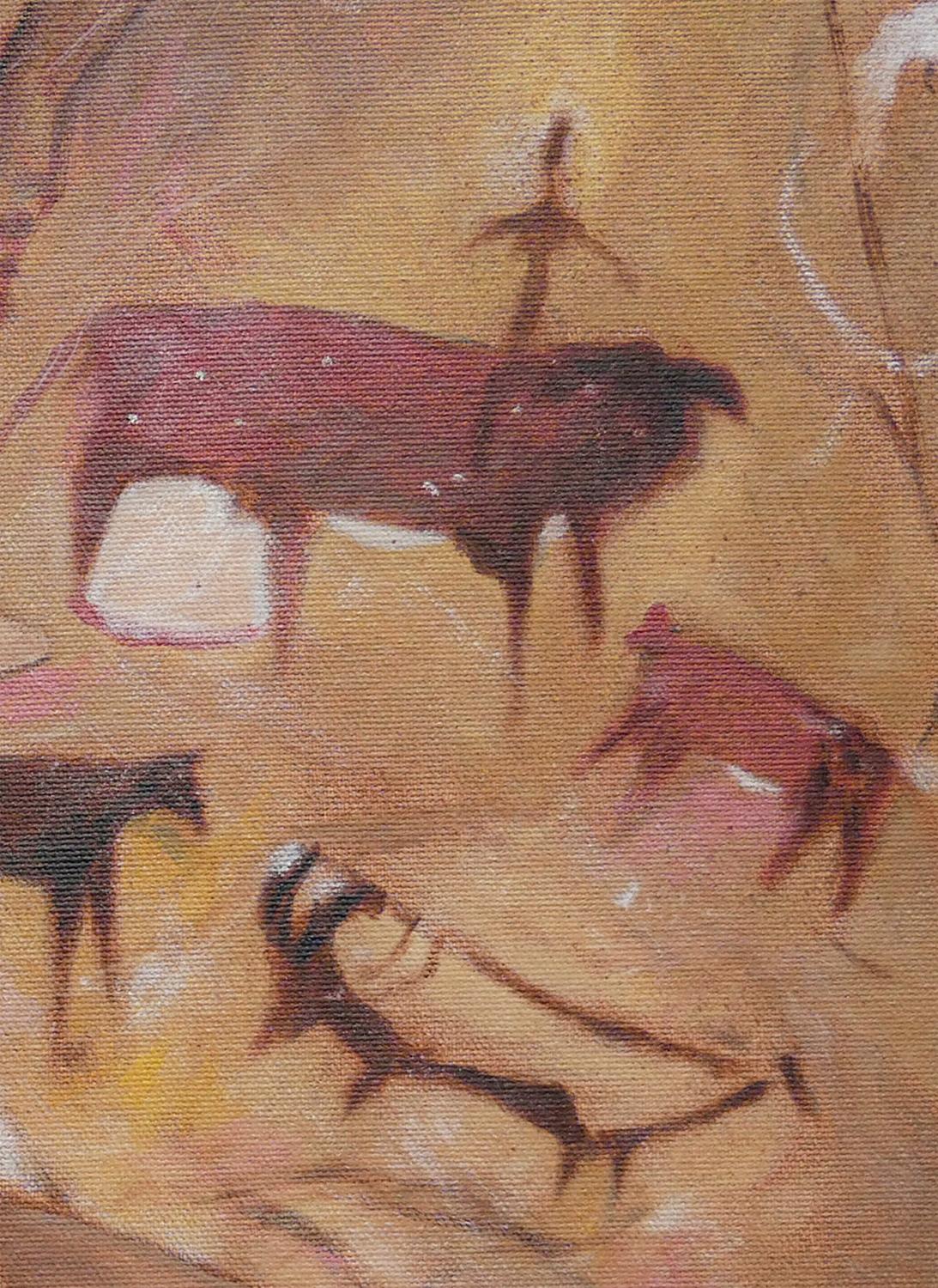 “Lascaux Khaki” Brown Abstract Figurative Contemporary Painting For Sale 8