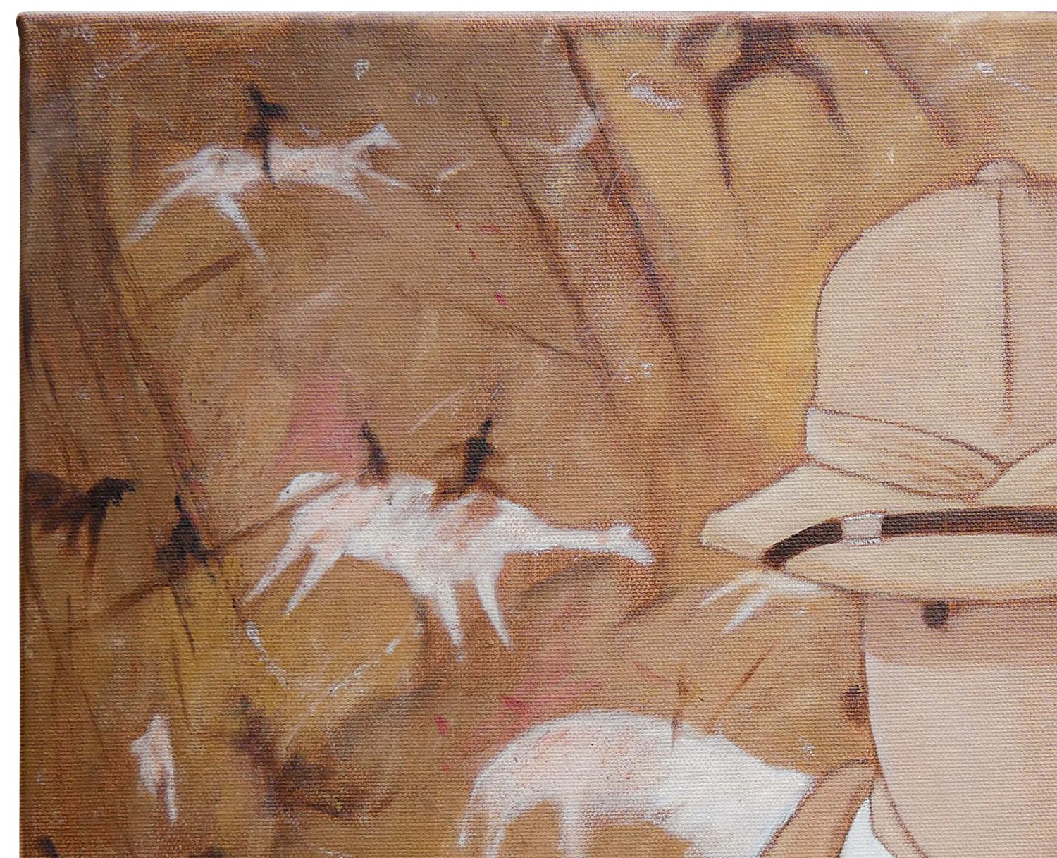 “Lascaux Khaki” Brown Abstract Figurative Contemporary Painting For Sale 1